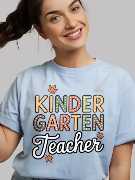 Kindergarten Teacher Shirt – Cute Fall Maple Leaf Design Tee - Image 6