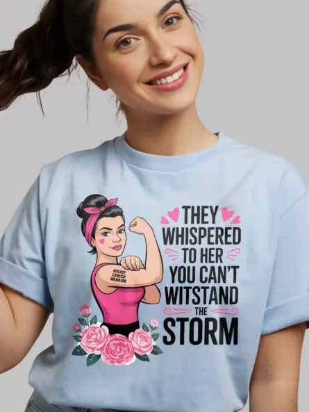 They Whispered to Her Shirt – Rosie Pink Ribbon Power Tee - Image 5
