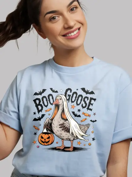 Spooky Goose T-Shirt – Funny BOO GOOSE Halloween Tee - Image 6