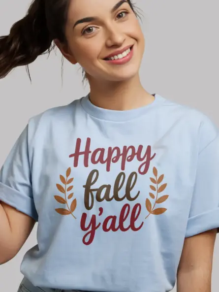 Happy Fall Y’all T-Shirt – Cozy Southern Autumn Quote Tee for Women - Image 6