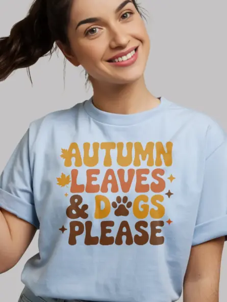 Retro Autumn Dog Mom Shirt Cozy Leaves and Paws Tee - Image 6