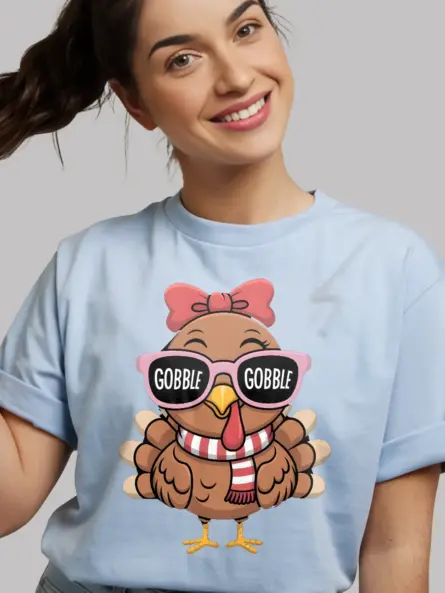 Girls Thanksgiving Shirt – Cute Pink Glasses Turkey Tee for Kids - Image 6
