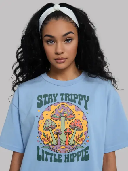 Trippy Mushroom Hippie T-Shirt Stay Trippy Little Hippie - Image 6