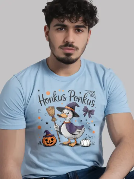 light blue honkus ponkus duck halloween t-shirt design
