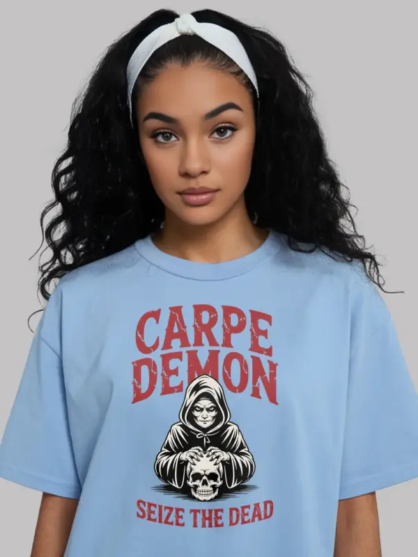 light blue Shirt – Carpe Demon – carpe demon reaper t-shirt