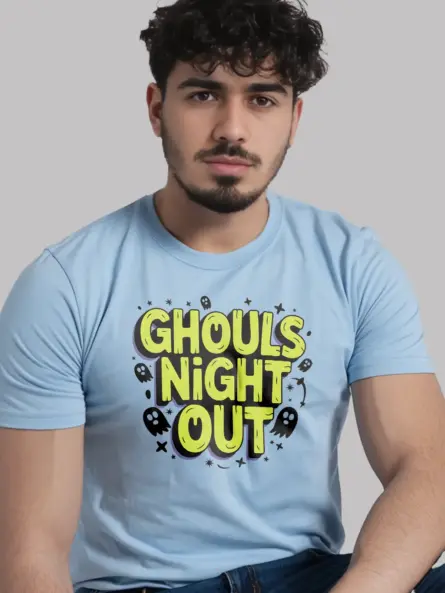 light blue Ghouls Night Out Halloween T-Shirt spooky style