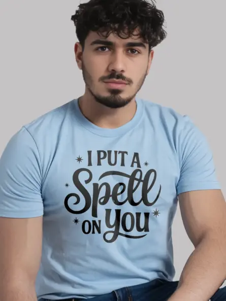 light blue i put a spell on you t-shirt halloween couple apparel