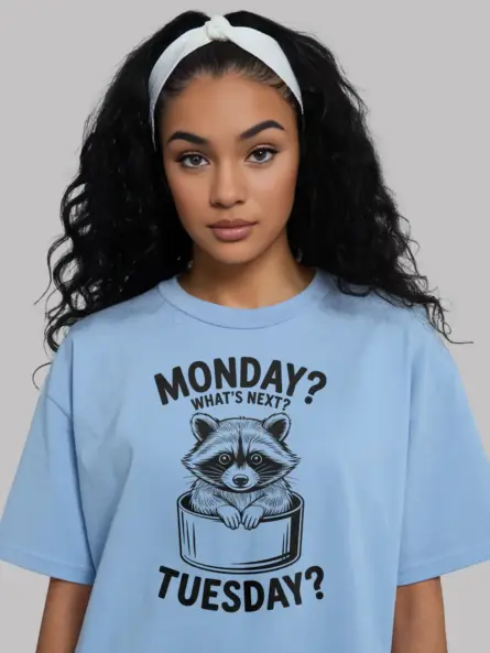 Raccoon Monday Tuesday T-Shirt for Adults - Image 6