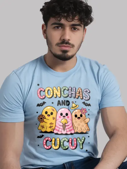Adorable Conchas Ghost T-Shirt – Fun Latinx Halloween Apparel - Image 9