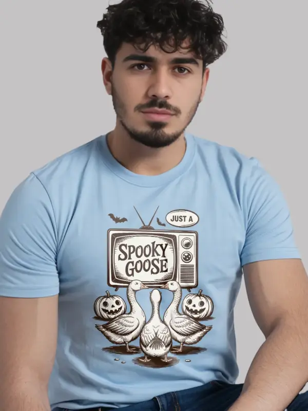lifestyle – casual Halloween outfit with light blue spooky