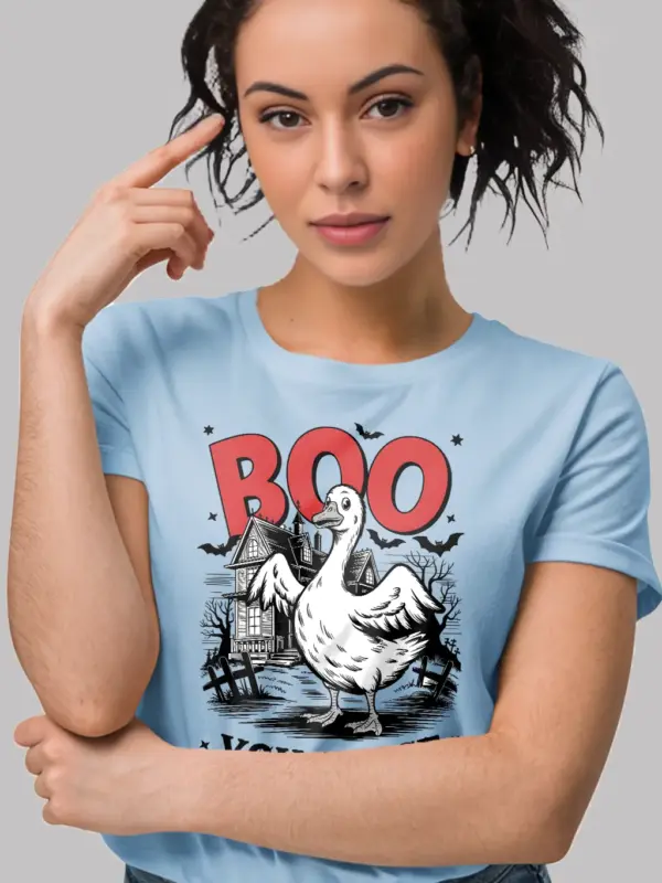 Light Blue lifestyle – vintage animal Halloween tee spooky goose shirt light blue