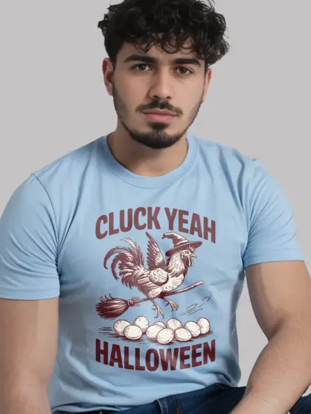 light blue lifestyle – spooky farm look chicken witch Halloween shirt
