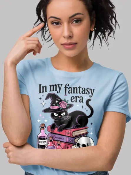 Whimsical Witchy Cat Fantasy T-Shirt for Magic Lovers - Image 3