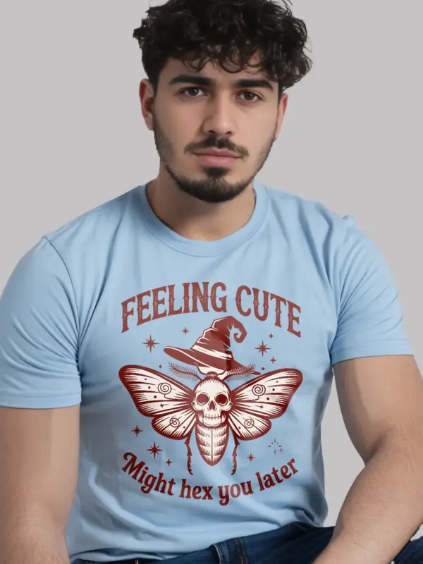 lifestyle – Halloween-ready Feeling Cute hex tee light blue look