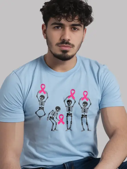 Black Skeleton Breast Cancer Shirt – Funny Pink Ribbon Awareness Tee - Image 5