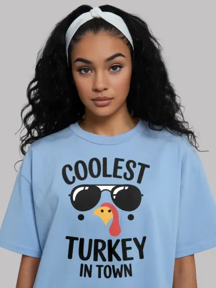 Coolest Turkey in Town Shirt – Funny Thanksgiving Tee for Kids & Teens - Image 6