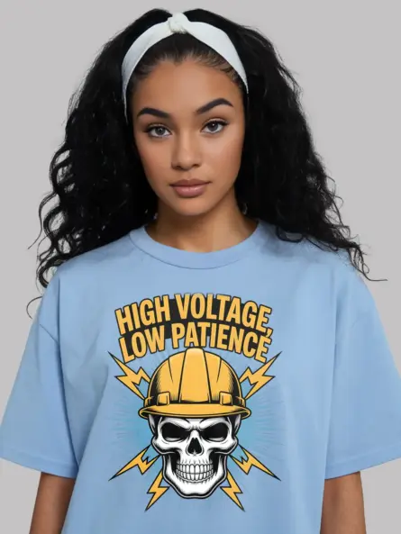Electrician Skull Shirt High Voltage Low Patience - Image 4