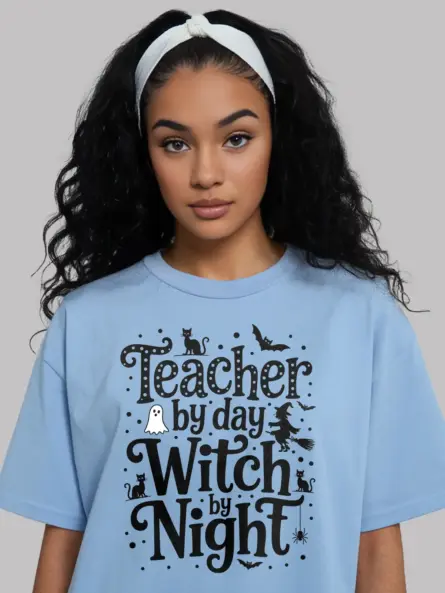 Teacher by Day Witch by Night Shirt – Funny Halloween Tee for Educators - Image 6