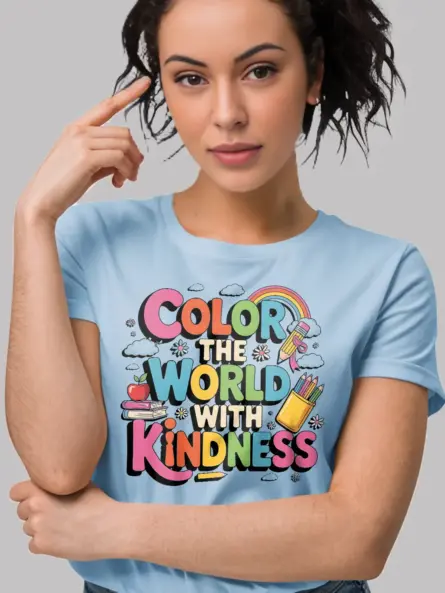 Color the World with Kindness T-Shirt – Retro Rainbow Style - Image 3
