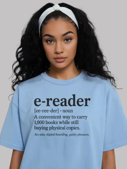 Clever E-Reader Definition T-Shirt – Funny Book Hoarder Tee for Kindle Fans - Image 3