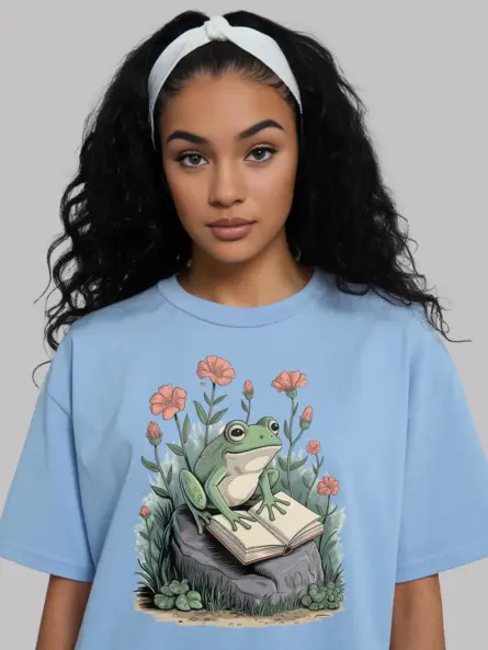Frog Reading Shirt – Whimsical Nature Tee for Book Lovers - Image 6