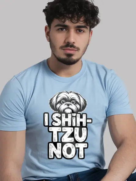 light blue front – I Shih Tzu Not funny Shih Tzu t-shirt navy color front