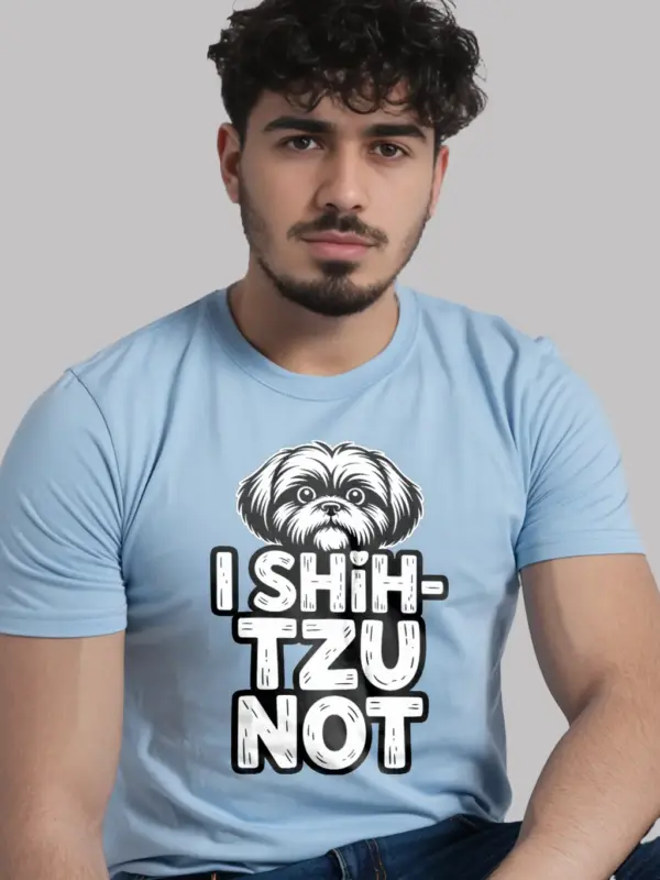 light blue front – I Shih Tzu Not funny Shih Tzu t-shirt navy color front