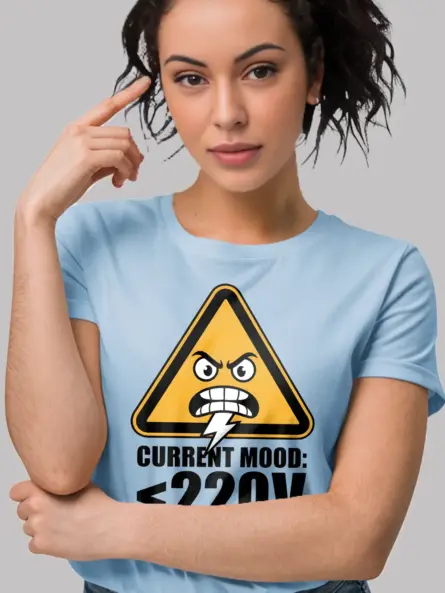 Funny Electrician T-Shirt ~ Current Mood 220V - Image 6