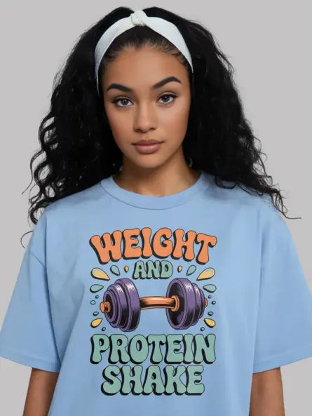 Bold Retro Fitness T-Shirt – Weight and Protein Shake 70s Gym Tee - Image 6