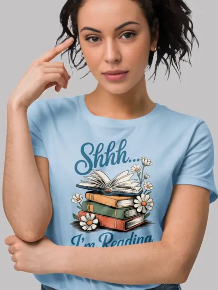 Shhh I'm Reading Shirt – Cozy Cottagecore Floral Tee for Book Lovers - Image 6