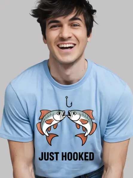 Just Hooked Shirt – Funny Romantic Fishing Tee for Couples - Image 6
