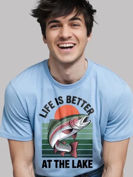 Lake Life T-Shirt – Vintage Rainbow Trout Tee for Outdoor Getaways - Image 5