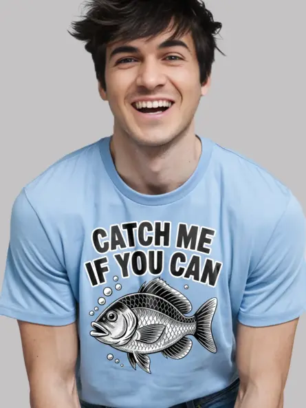 Retro Fishing T-Shirt – Bold Linocut Fish Tee for Outdoorsmen - Image 5