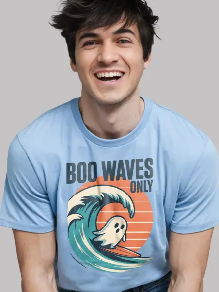 Surfing Ghost T-Shirt – Boo Waves Only Retro Tee - Image 6