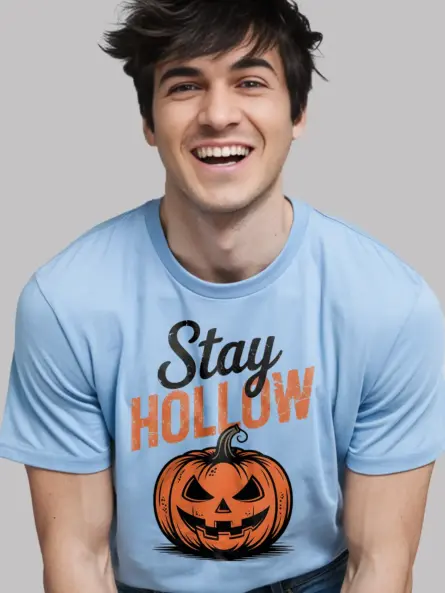 light blue retro pumpkin Halloween tee