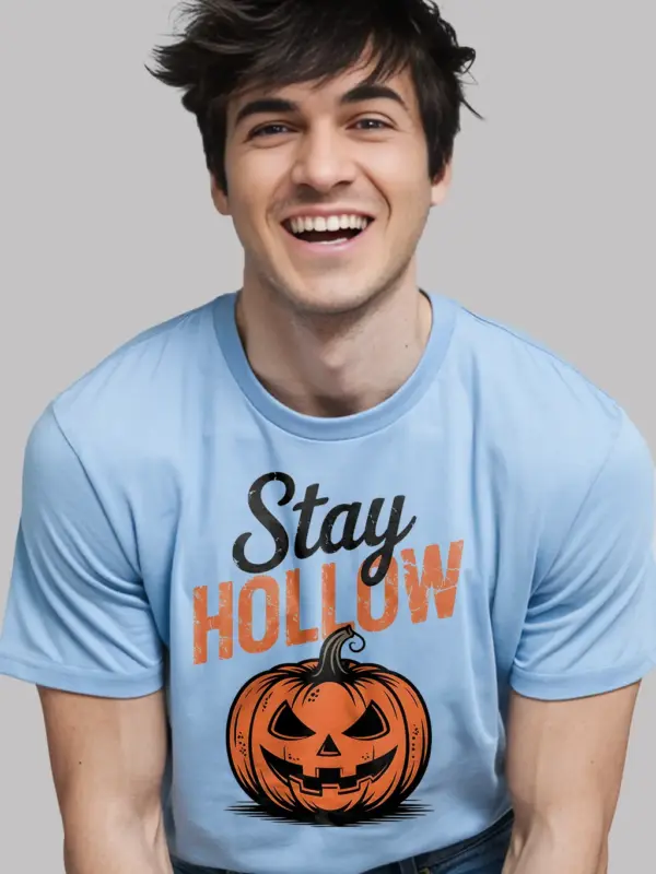 light blue retro pumpkin Halloween tee