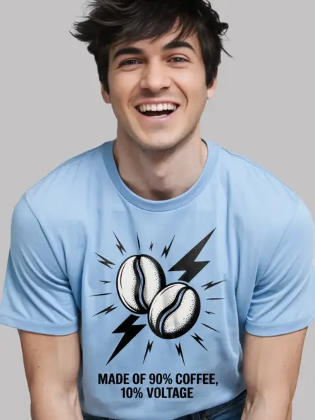 Electrician Coffee T-Shirt – 90% Coffee, 10% Voltage - Image 6