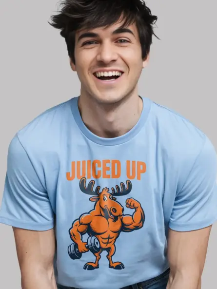 Funny Animal Workout Shirt – Juiced Up Moose Graphic Gym Tee - Image 6