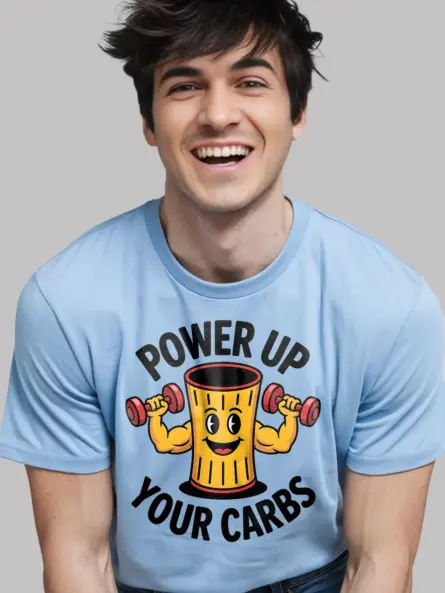 Funny Carb T Shirt – Power Up Your Carbs Tee for Gym Humor Fans - Image 6