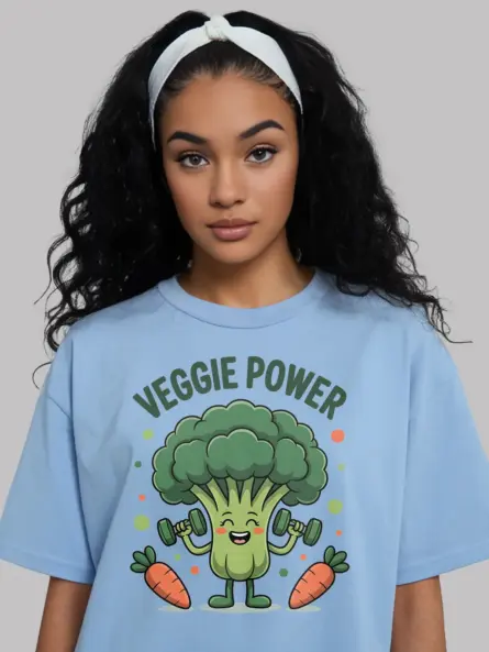Funny Vegetable Pun T-Shirt – Veggie Power Broccoli Gym Tee for Kids & Adults - Image 6