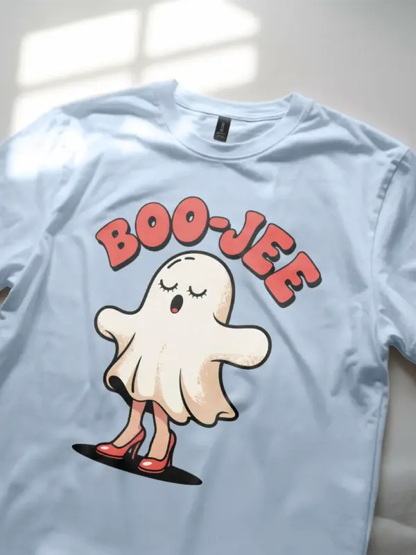 light blue Lifestyle Image – boo jee halloween t-shirt for bachelorette party