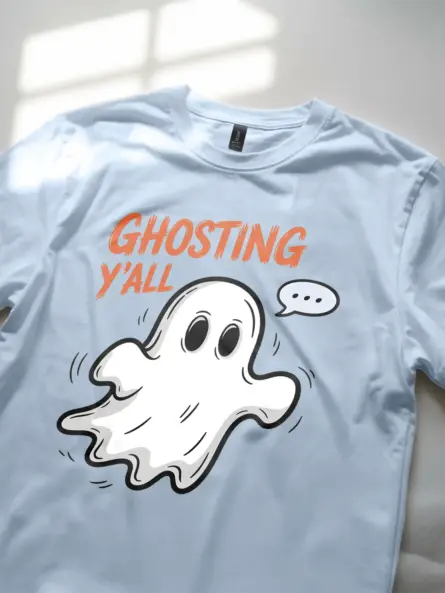light blue spooky ghosting t-shirt
