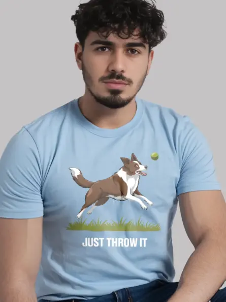 Border Collie Fetch T-Shirt – Funny “Just Throw It” Dog Lover Tee - Image 3