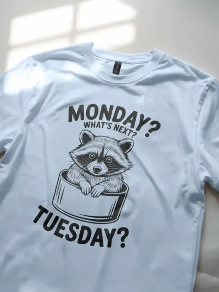 Raccoon Monday Tuesday T-Shirt for Adults - Image 5