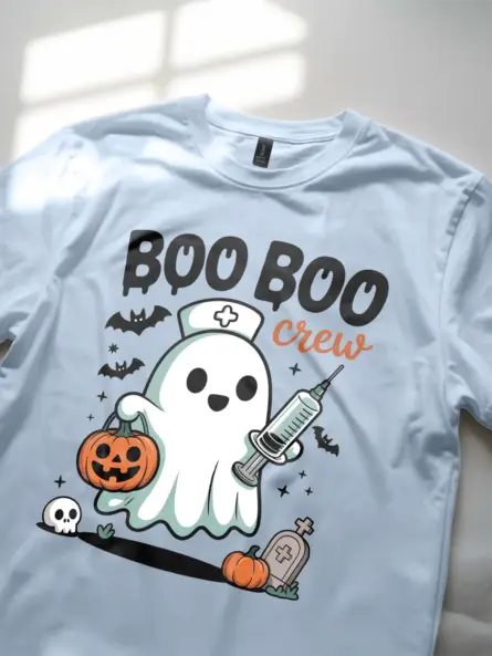 Adorable Boo Crew Nurse T-Shirt for Halloween - Image 9