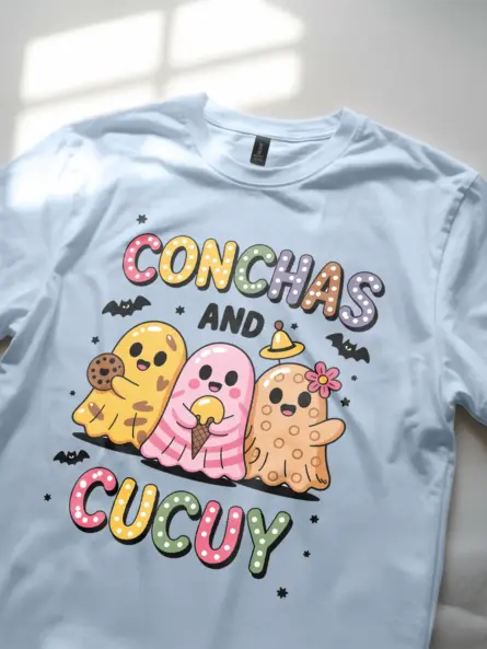 Adorable Conchas Ghost T-Shirt – Fun Latinx Halloween Apparel - Image 8