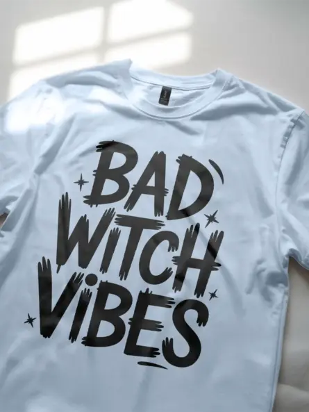 Bad Witch Vibes Shirt – Bold Gothic Tee for Spooky Season & Parties - Image 2