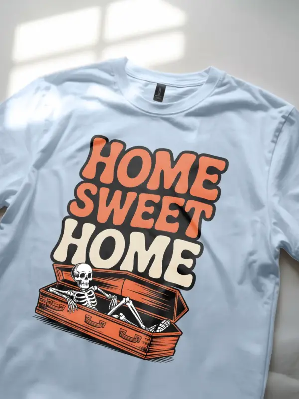 Light Blue lifestyle – retro horror gothcore tee coffin skeleton homebody t-shirt light blue