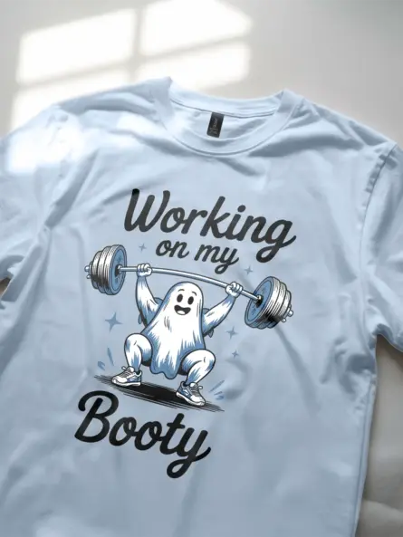 Funny Ghost Workout T-Shirt Working On My Booty - Image 10