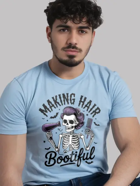 Funny Skeleton Hairdresser Halloween T-Shirt for Stylists - Image 9